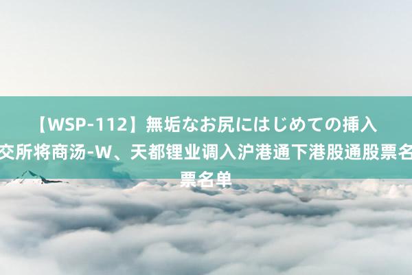 【WSP-112】無垢なお尻にはじめての挿入 上交所将商汤-W、天都锂业调入沪港通下港股通股票名单